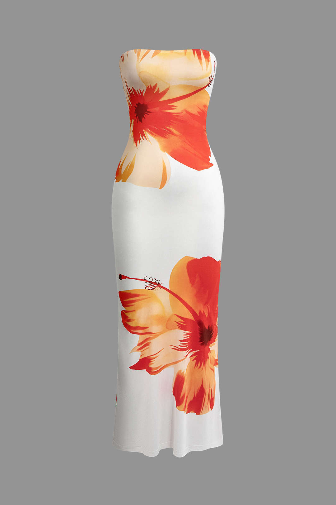 Sunny Floral Cascade Strapless Maxi Dress